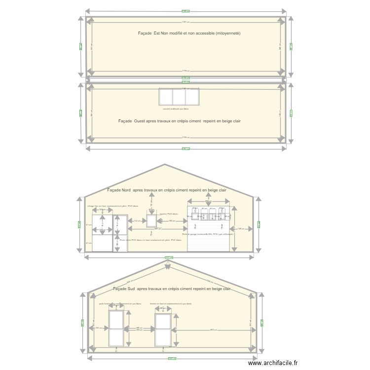 plans facades apres travaux. Plan de 4 pièces et 169 m2