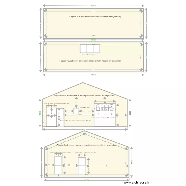 plans facades apres travaux. Plan de 