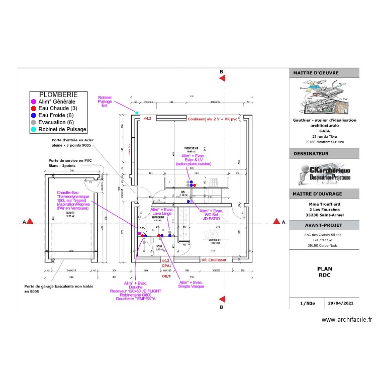 Trouffiard RDC Plomberie. Plan de 0 pièce et 0 m2