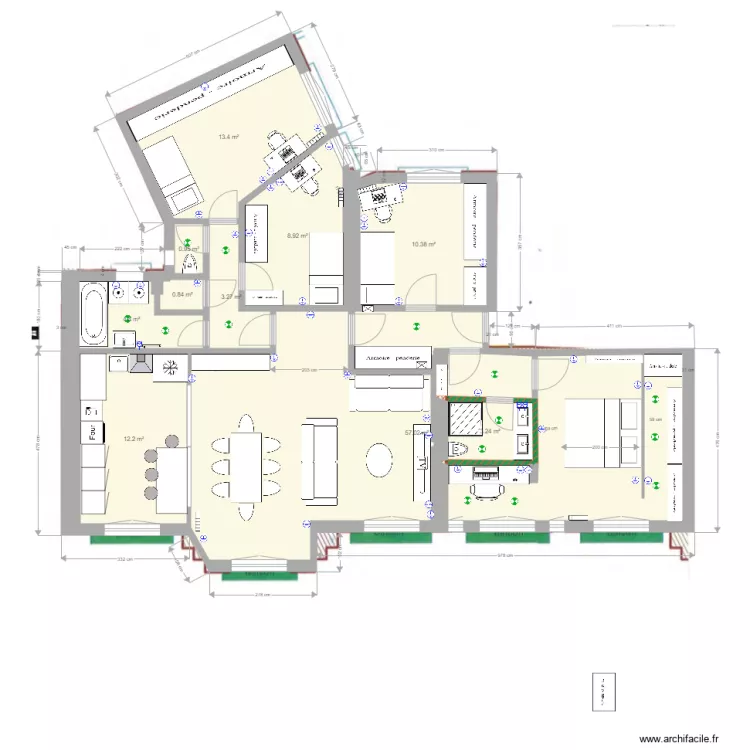 base cot&eacute;e Jaures projet amandine. Plan de 
