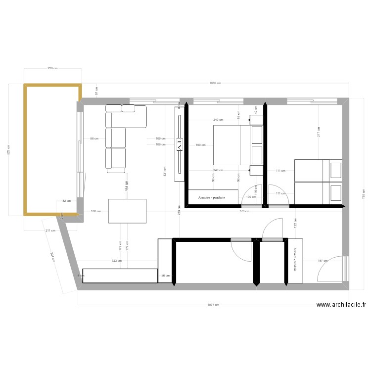 Appart. Plan de 6 pièces et 81 m2