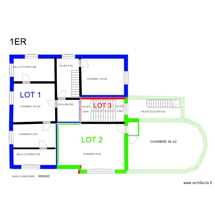 1ER GUILLAUME avec CONSTRUCTION. Plan de 0 pièce et 0 m2