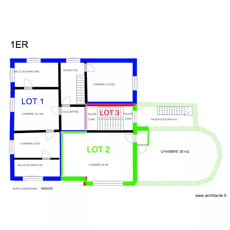 1ER GUILLAUME avec CONSTRUCTION. Plan de 