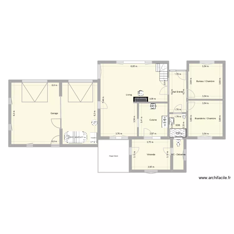 Rez-2026. Plan de 9  et 159 m²