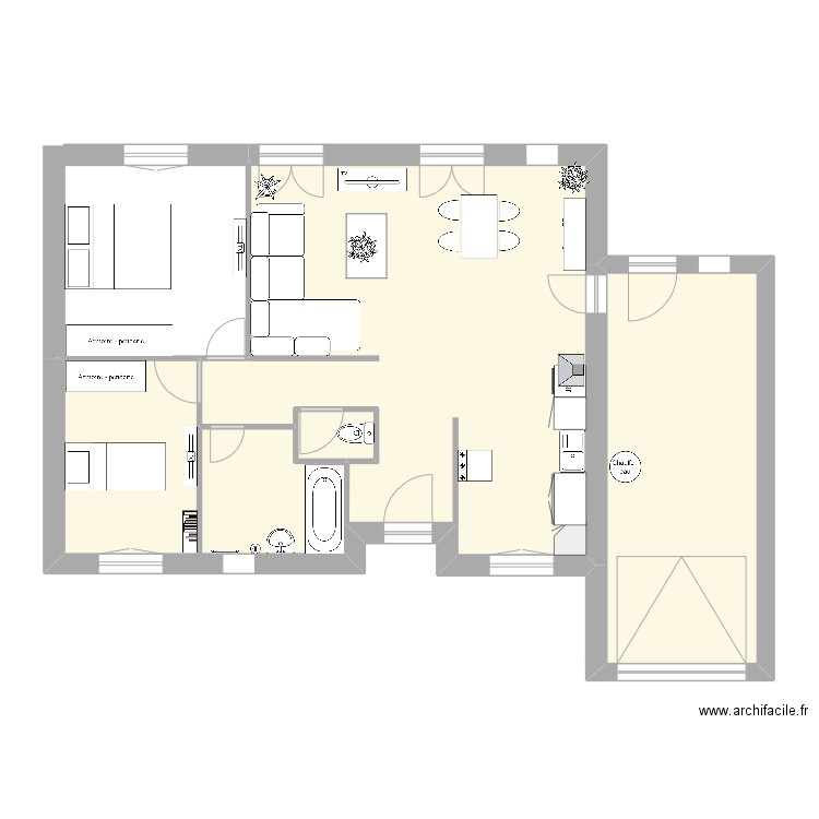 opac. Plan de 3 pièces et 76 m2