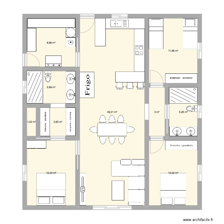 Maison 3. Plan de 10 pièces et 110 m2