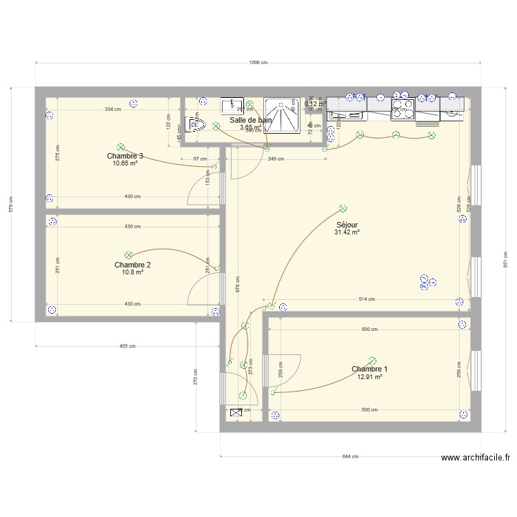 CHEMINADE Appt V1. Plan de 0 pièce et 0 m2