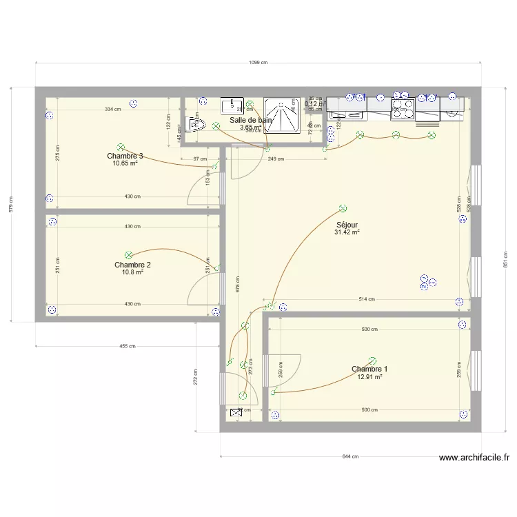 CHEMINADE Appt V1. Plan de 