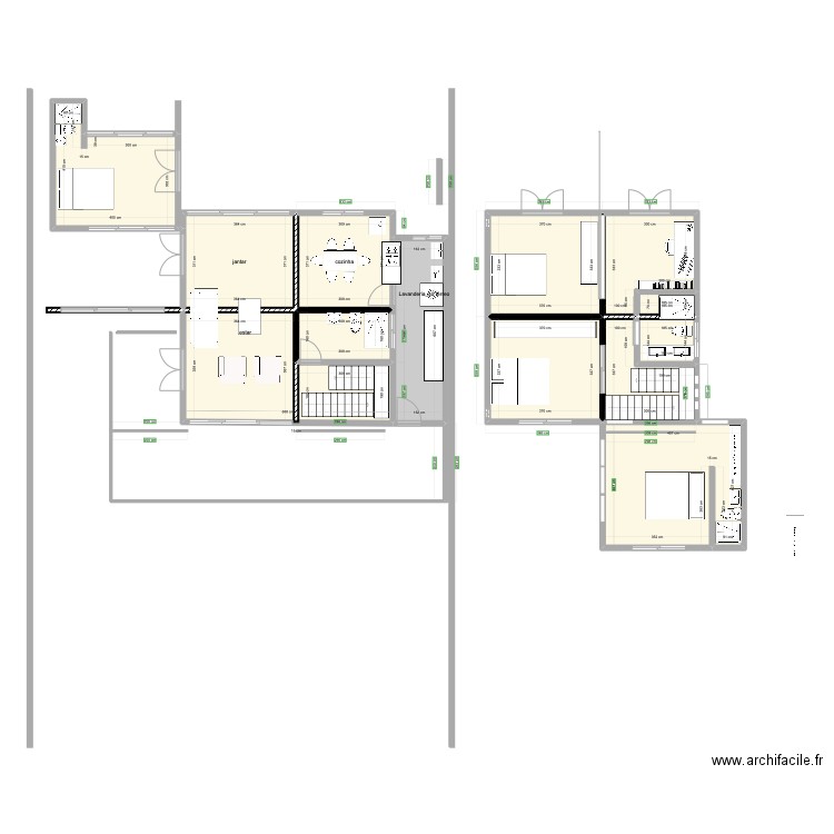 SEIS ponto 5 por seis ponto 5. Plan de 13 pièces et 130 m2