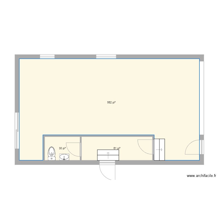 Plan Garage 8. Plan de 3 pièces et 61 m2