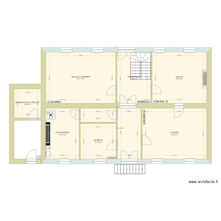 SNDP. Plan de 8 pièces et 121 m2