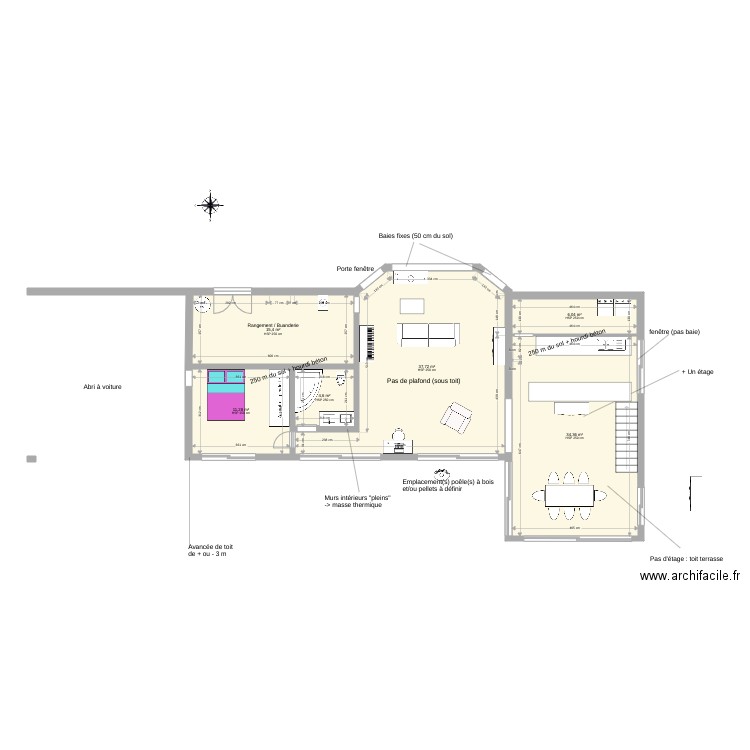 Maouris escalier. Plan de 10 pièces et 136 m2