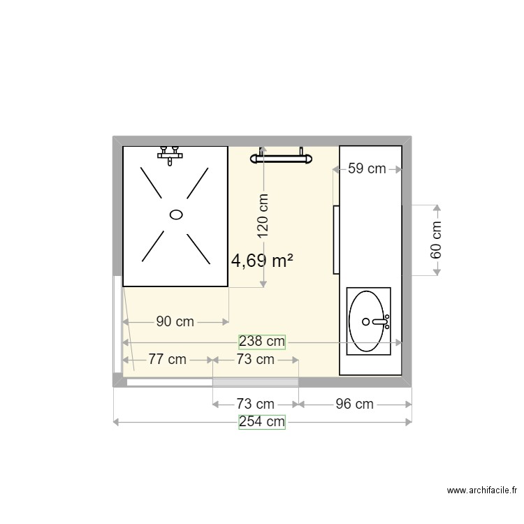 SDD Cécile. Plan de 1 pièce et 5 m2