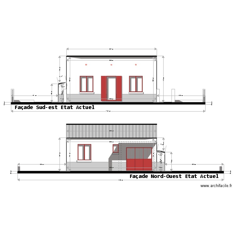 FACADES PASTORELLO EXISTANT. Plan de 4 pièces et 58 m2