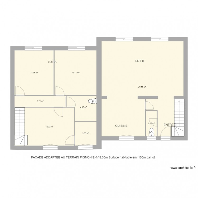  LOT A et B  RDC ET EG. Plan de 0 pièce et 0 m2