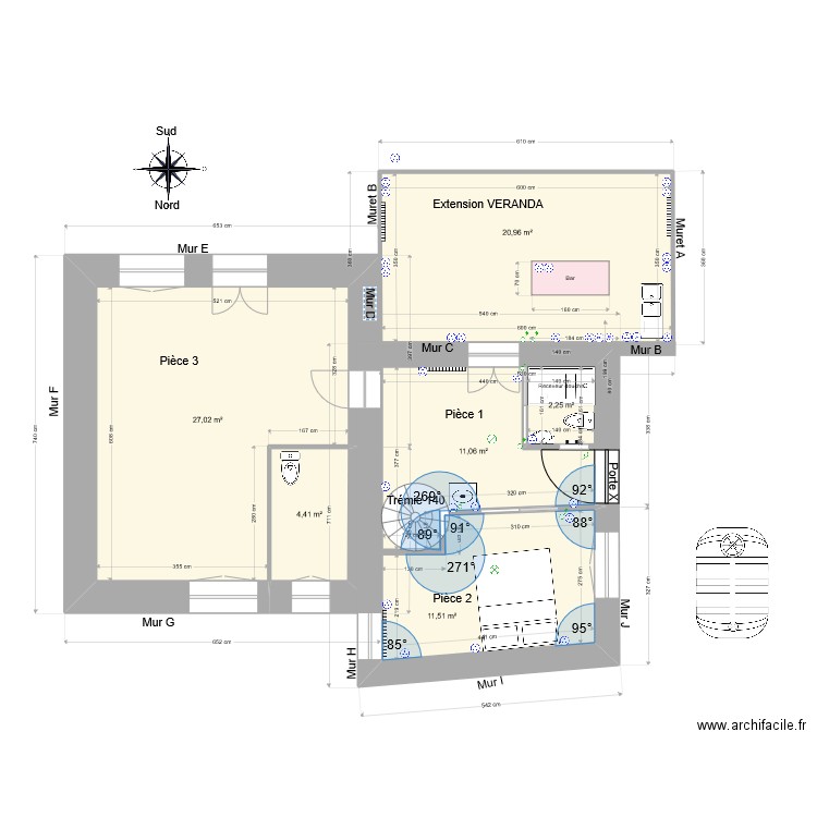 La CRoix 5 E. Plan de 6 pièces et 80 m2