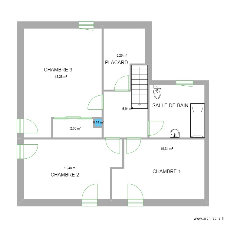 CASTEX MAISON ETAGE. Plan de 7 pièces et 65 m2