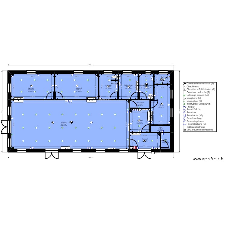 Standard JORDAN elec V2. Plan de 13 pièces et 132 m2