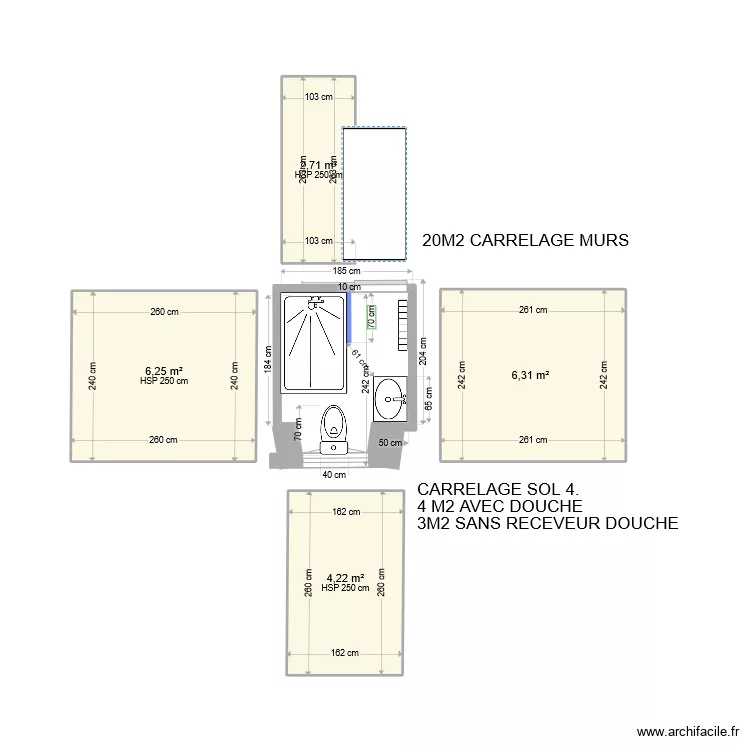 MAISON SALLE DE BAINS WC SOUS FENETRE. Plan de 