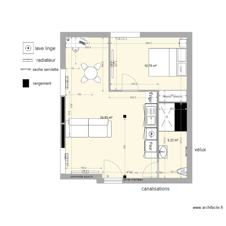 grand T2 dans combles  . Plan de 0 pièce et 0 m2