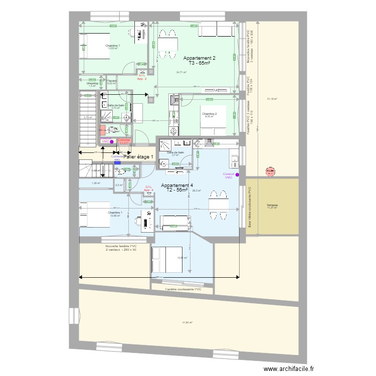 Pasteur Etage 1 k. Plan de 0 pièce et 0 m2