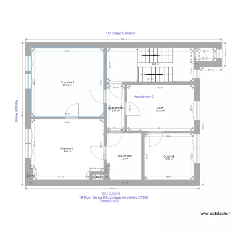 SCI QADIR collectif  1 ETAGE . Plan de 