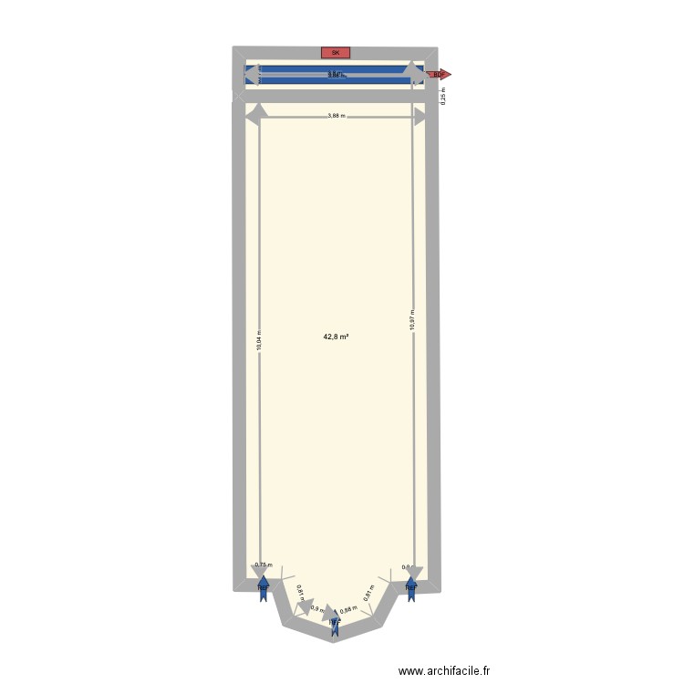 Garin - Sivry Rance - 22050301. Plan de 1 pièce et 43 m2