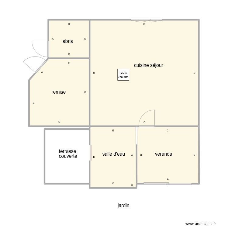 joussemet pb 1168. Plan de 6 pièces et 64 m2