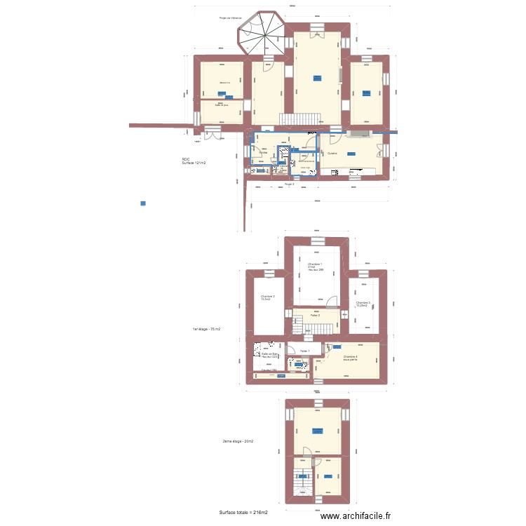 Grand Contest projet 2. Plan de 14 pièces et 194 m2