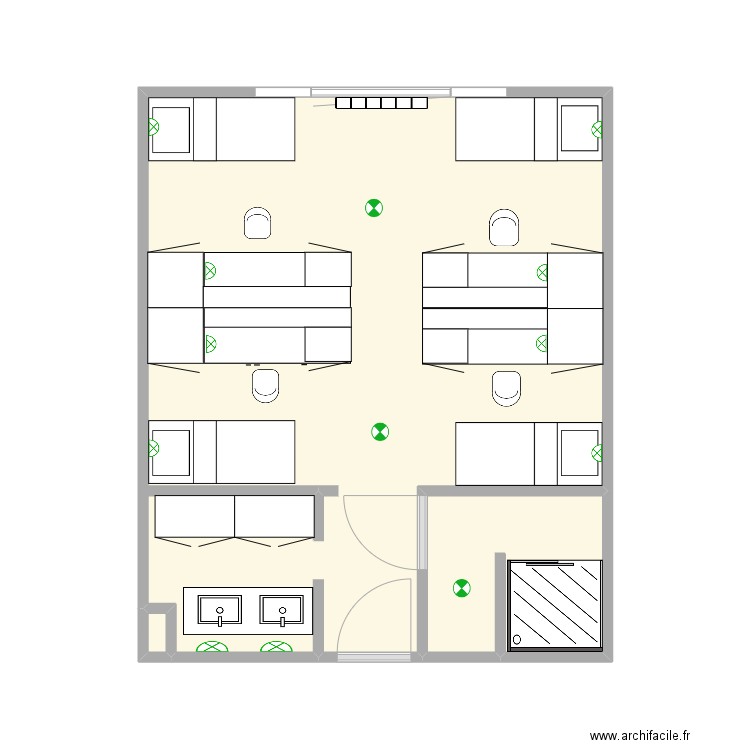 Chambre 1 Bât R. Plan de 3 pièces et 29 m2