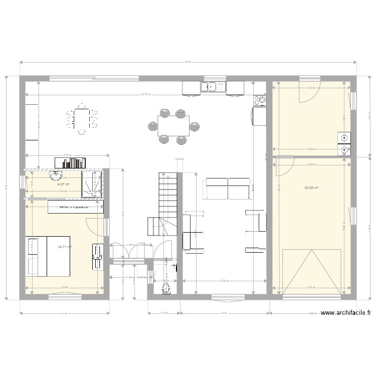 maison rdc 1. Plan de 0 pièce et 0 m2