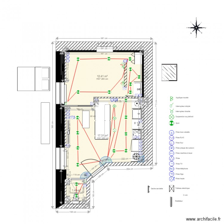 Aménagement appt location electricité. Plan de 0 pièce et 0 m2