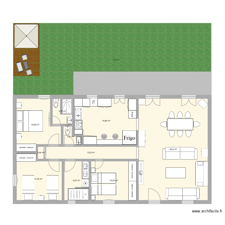 GRANDE AUGUIERE. Plan de 10 pièces et 105 m2