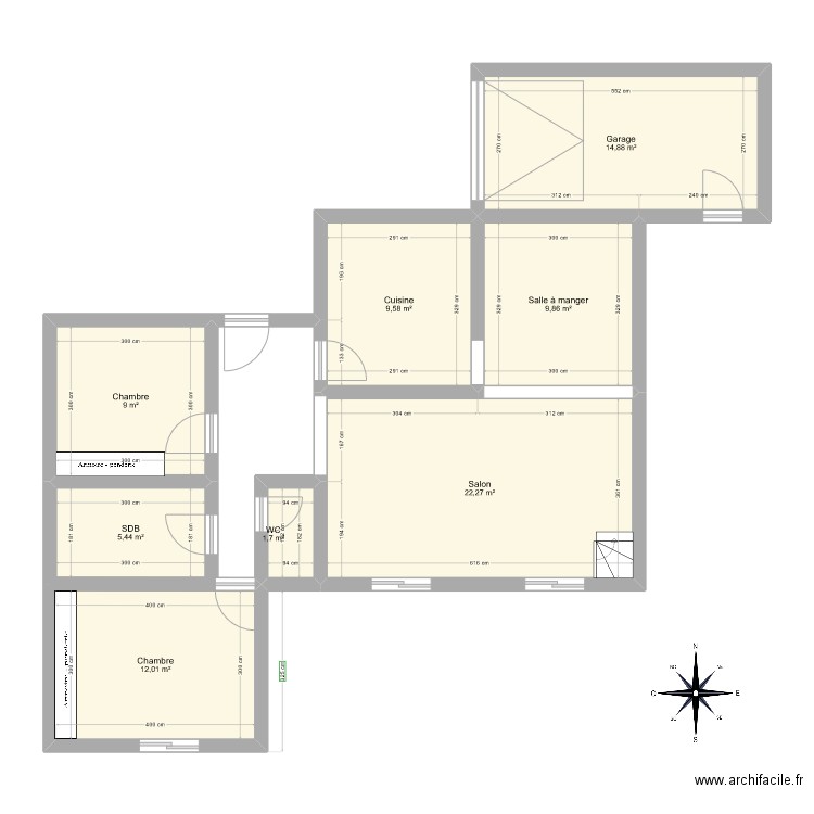 Plan Pavie. Plan de 8 pièces et 85 m2