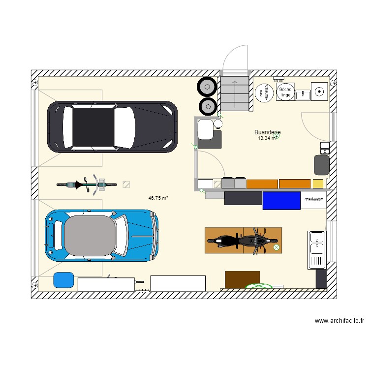 Garage Projet - Plan 2 pièces 60 m2 dessiné par Figatah