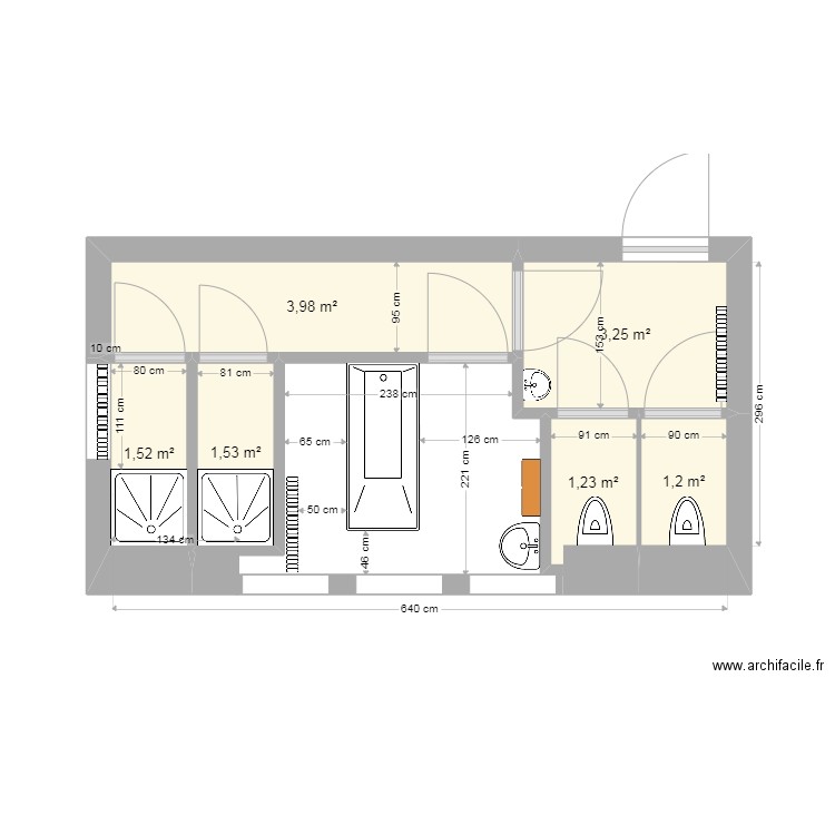 TR SDB GAUCHE PROJET 6. Plan de 6 pièces et 13 m2