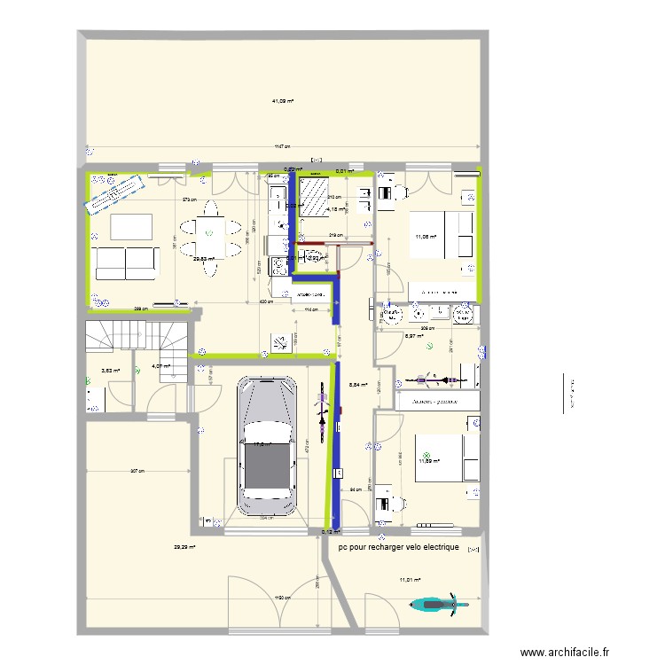 fusain rdc T3 sejour cote cour avril 2021 ITE modif wc porte2 bis. Plan de 0 pièce et 0 m2