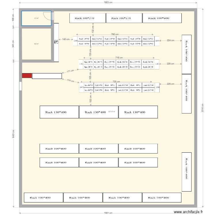 MARDISE. Plan de 3 pièces et 341 m2