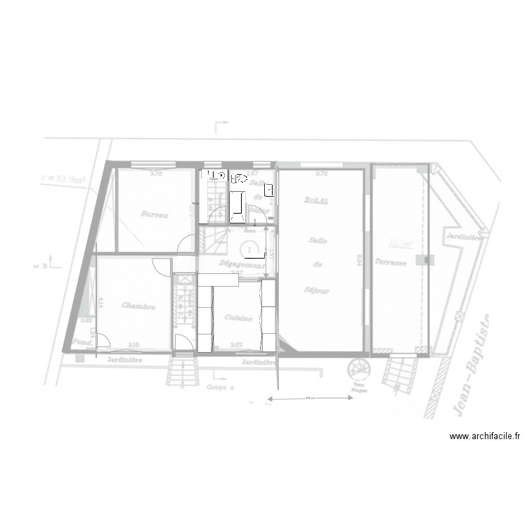 4445566 Rez de jardin. Plan de 0 pièce et 0 m2