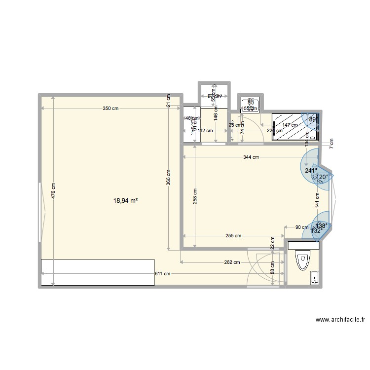 BAC4. Plan de 4 pièces et 32 m2