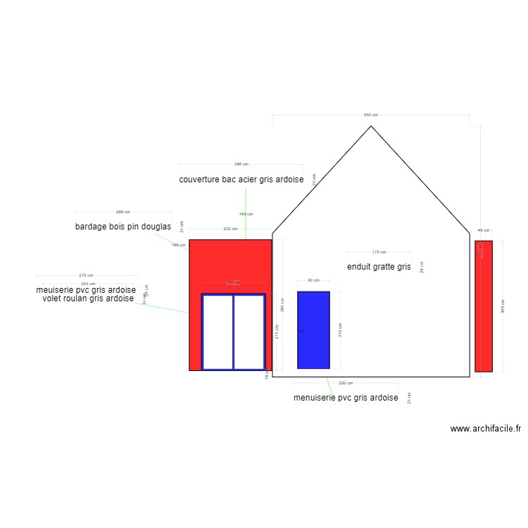 facade droite . Plan de 0 pièce et 0 m2