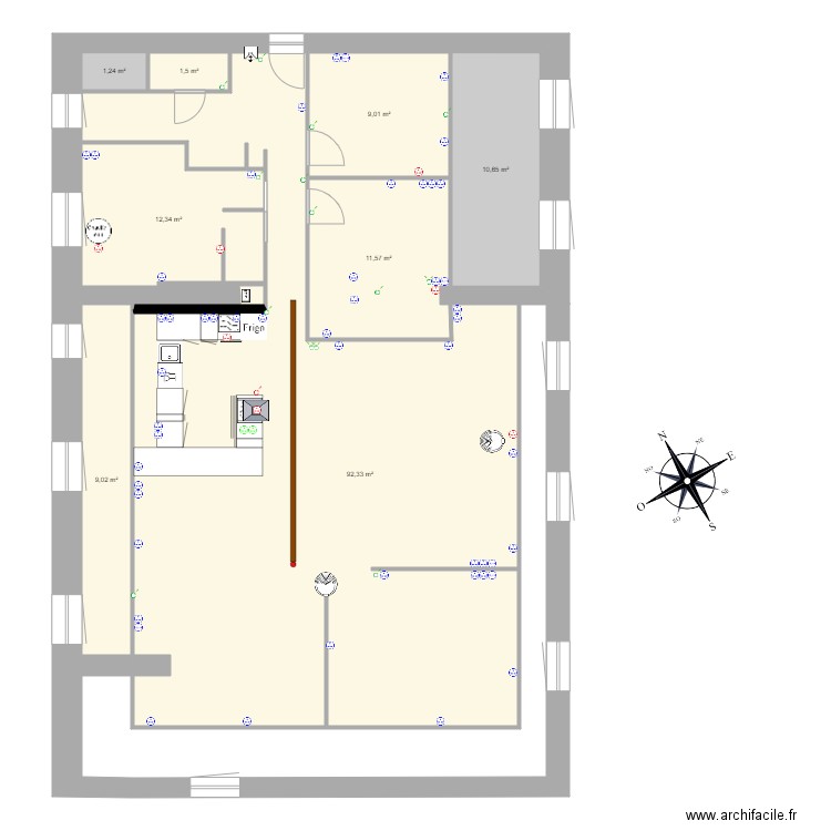 appartement V10. Plan de 8 pièces et 148 m2