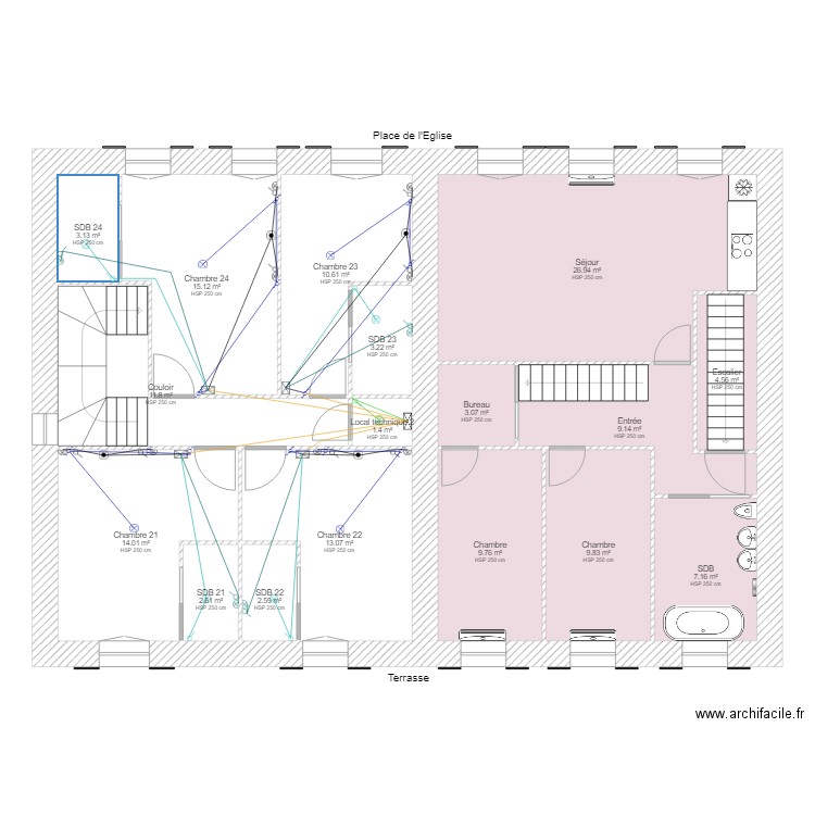 Etage 2 éclairage. Plan de 0 pièce et 0 m2