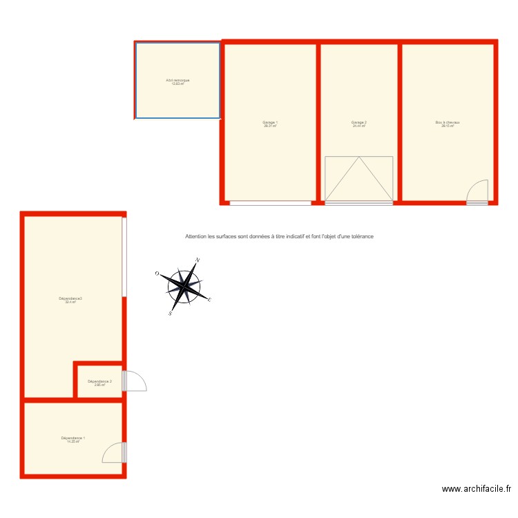 BI 2921 Dépendances côté. Plan de 0 pièce et 0 m2