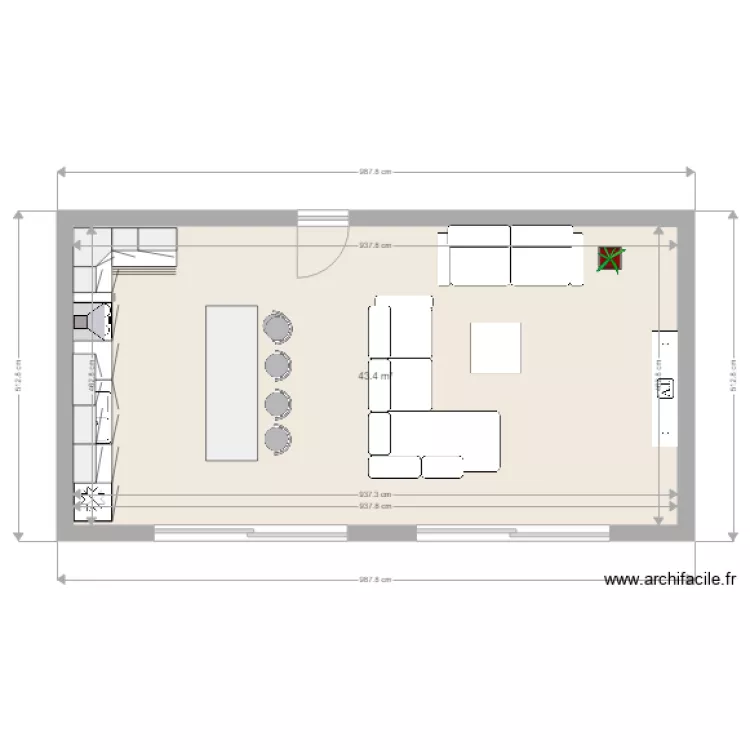 Cuisine ouverte. Plan de Cuisine ouverte. Plan de