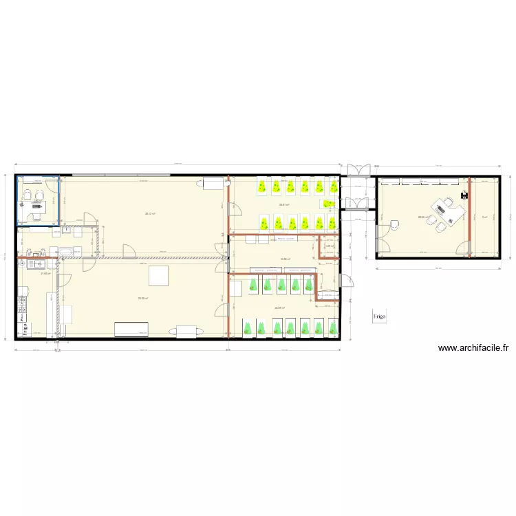 creche 10 avec bureau int&eacute;rieur. Plan de 