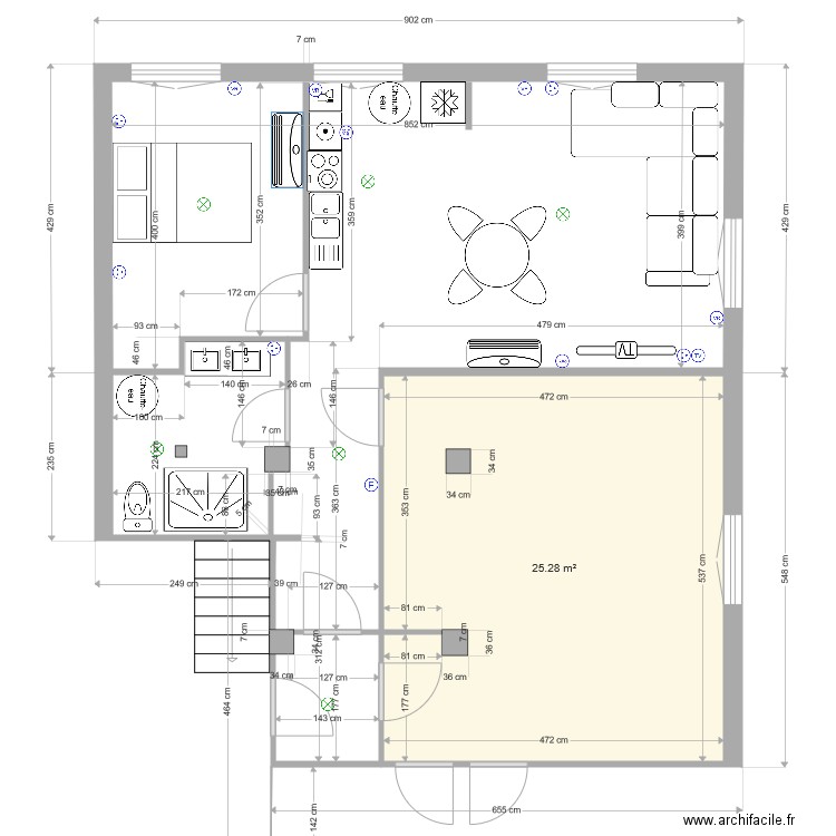  1e etage  studio no 2. Plan de 0 pièce et 0 m2