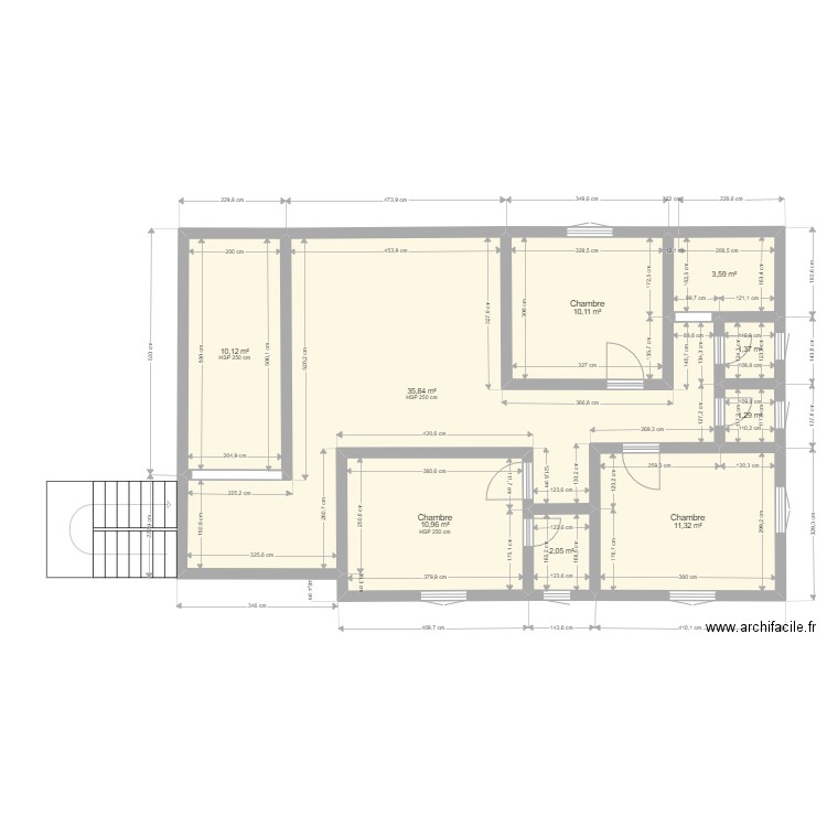 PLAN R+1. Plan de 9 pièces et 87 m2