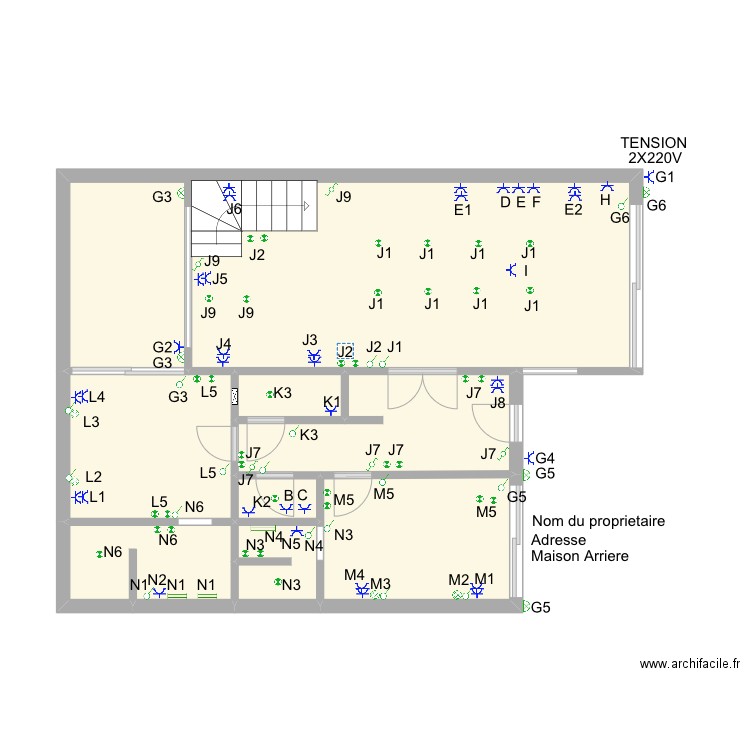 maison ar. Plan de 8 pièces et 49 m2