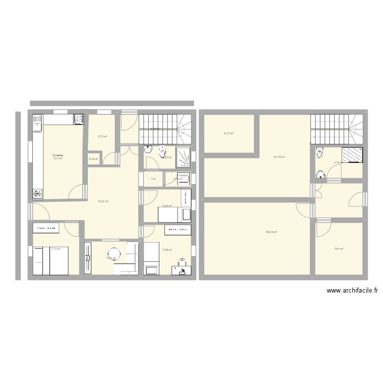 PLANS2. Plan de 17 pièces et 146 m2